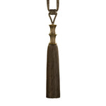 rideau vert beige marron broderie bambou franges classique traditionnel tassel translucent