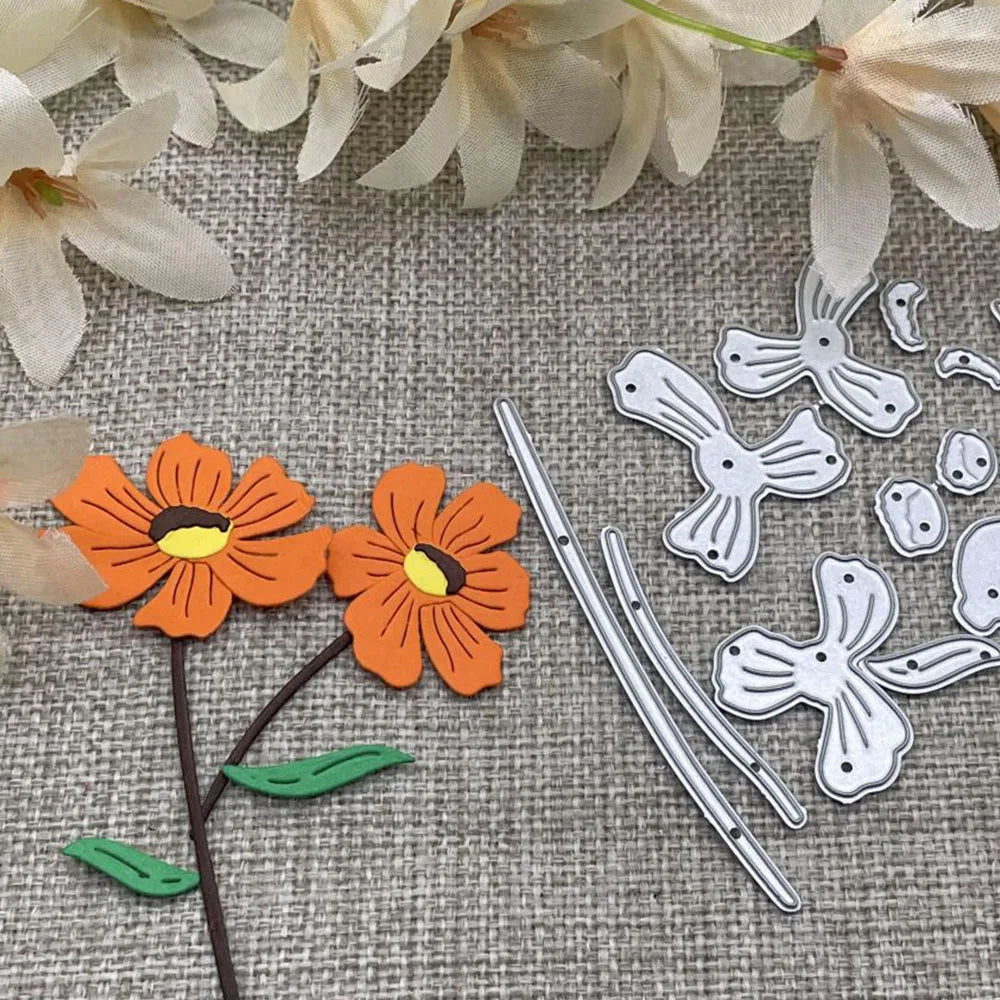 feuilles fleurs artificielles motifs floraux papier cartonné scrapbooking artisanat décor orange verte