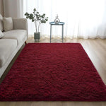 tapis rouge bordeaux doux moderne salon chambre décoration antidérapant polyester simple large