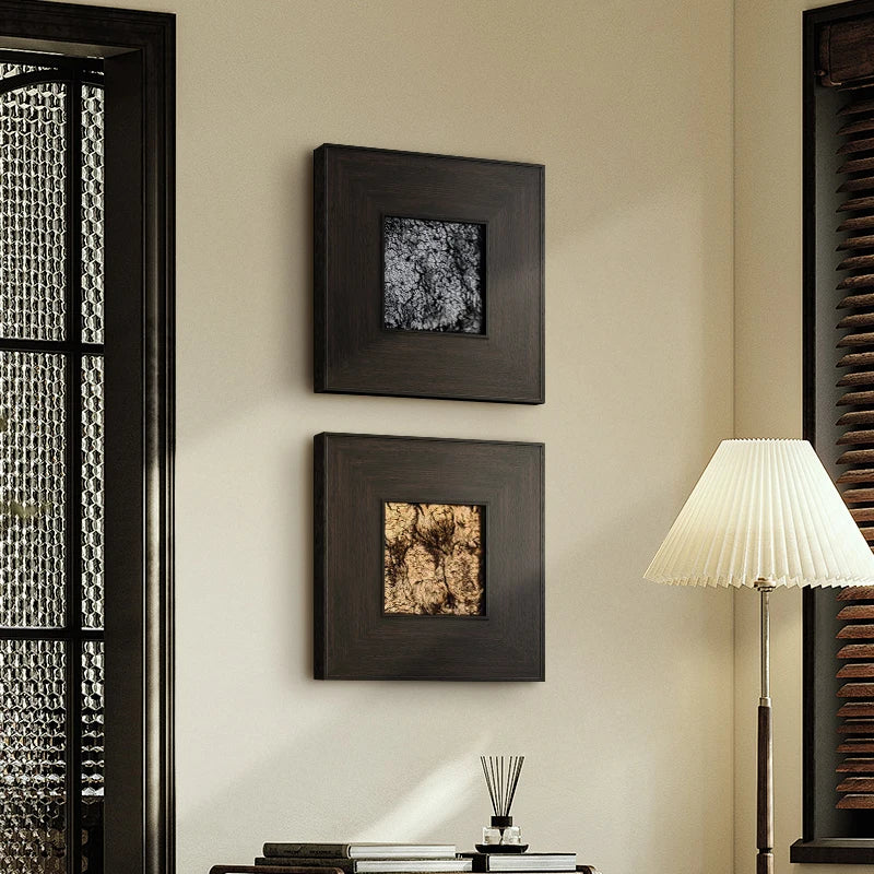 cadre photo sans cadre contemporain marron foncé texture relief œuvre art organique abstraite doré
