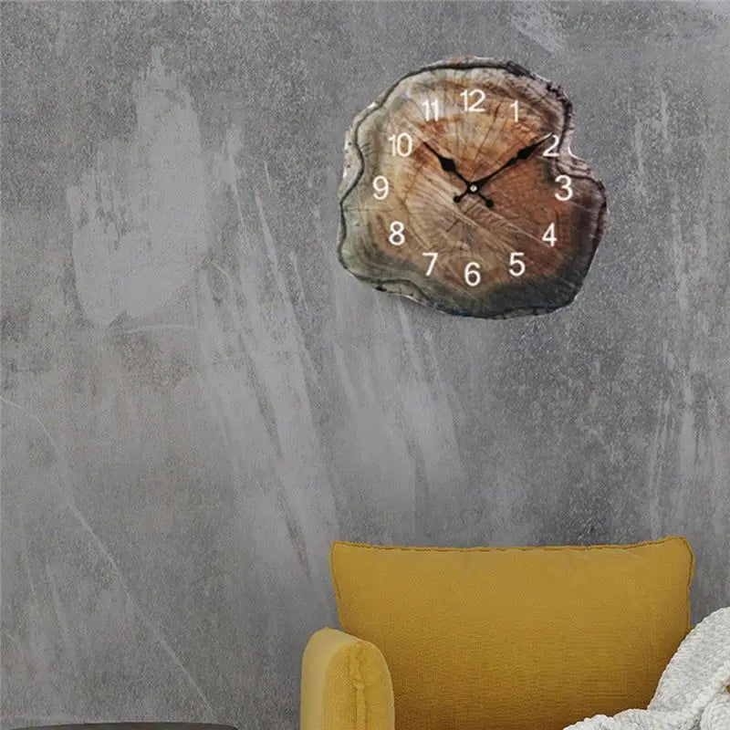 horloge murale bois naturelle rustique salon décoration vintage tranches marron brunOpaque horloge murale bois