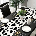 nappe lin imprimée vache noire blanche rustique décoration table moderne chambre