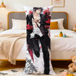 coussin allongé anime violet bleu blanc fleurs stylisées personnages 100 polyester double face imprimé