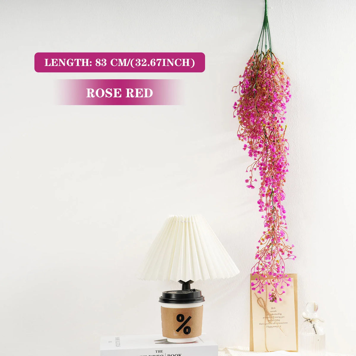 guirlande artificielle fleurs fines feuilles vertes rose blanche extérieur moderne 83cm decoration fausses plantes