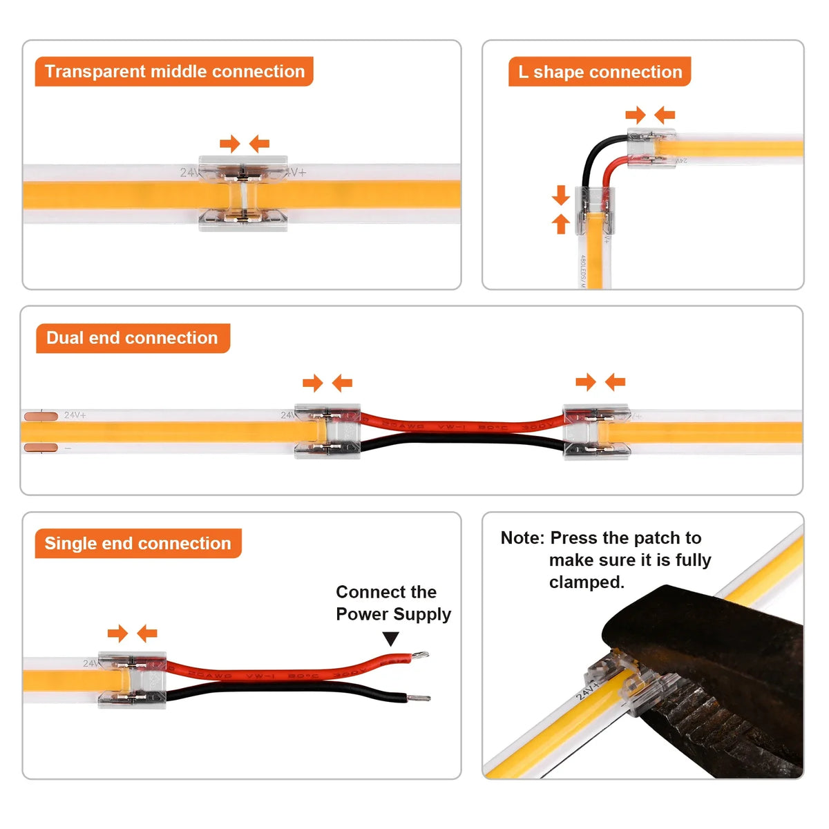 connecteurs led transparents 8mm 10mm ip20 moderne non étanche 12 pièces