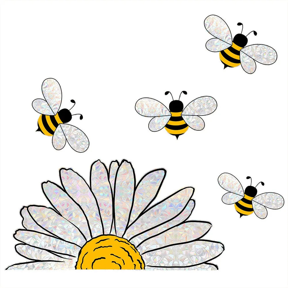 stickers fenetre decoratifs fleurs arc ciel multicolores adhésifs pvc naturel artistique