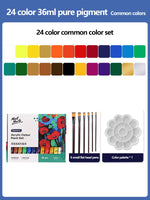 Peinture acrylique kit 24 couleurs palette pinceaux medium auto apprentissage pratique