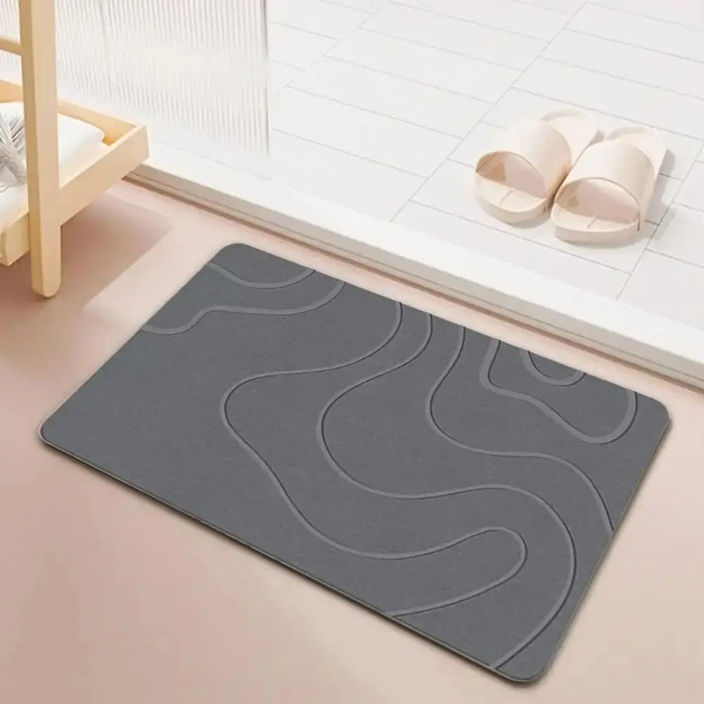 tapis bain moderne vert menthe gris foncé motifs abstraits antidérapant absorbant