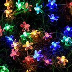 guirlandes lumineuses solaires led fleurs cerisier blanc multicolore extérieures imperméables