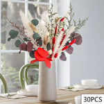 bouquet dried flowers naturel rouges blancs vase beige decoration maison anniversaire fete