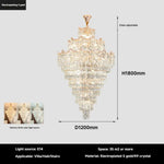 lustre cristal moderne salon doré transparent élégant haute led semi encastrée