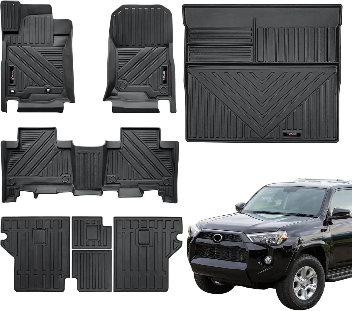 tapis sol voiture noir gris texturé moderne sportif antidérapant waterproof fixations trous complète set