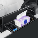 organisateur voiture tesla model rangement noir tissues smartphone cartes bancaires minimaliste utilitaire