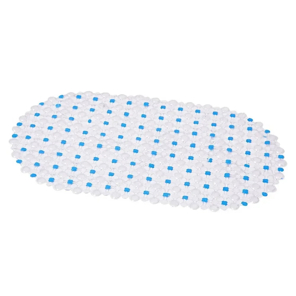 tapis bain antidérapant pvc moderne transparent ventouses bleues salle bain large 67cm 375cm