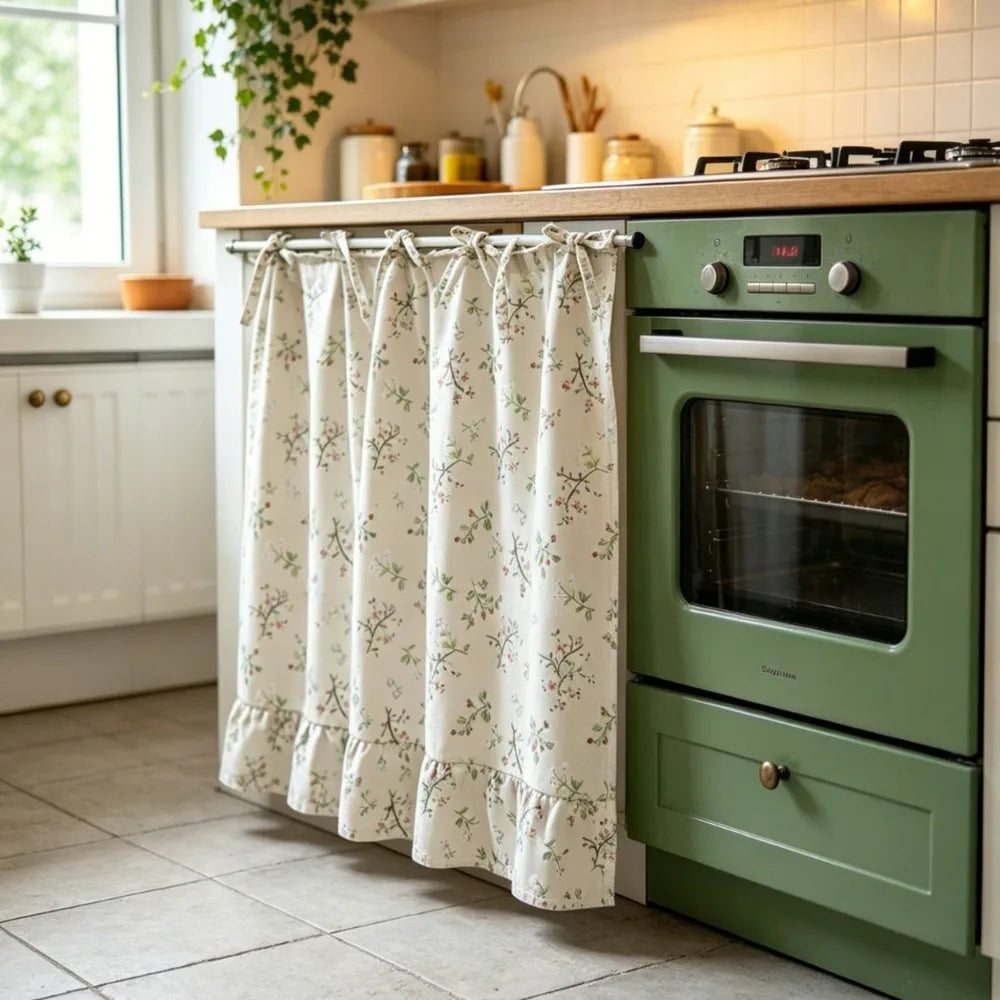 rideau cuisine carreaux coton classique ruban fixation blanc marron rouge bleu vert beige