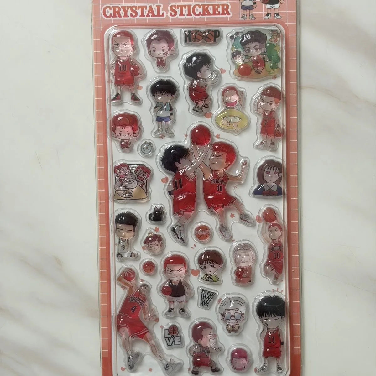 stickers personnalisés sakuragi hanamichi rouge blanc transparent anime cartoon 3d pvc première édition