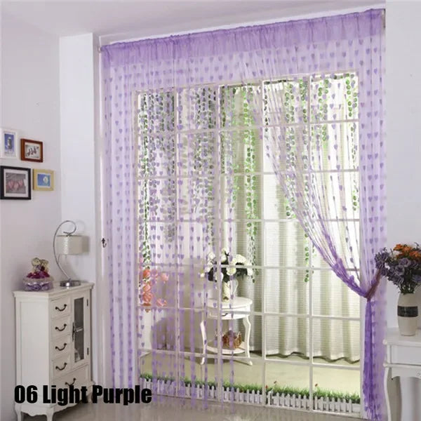rideau decoratif fil cœurs semi transparent moderne salon