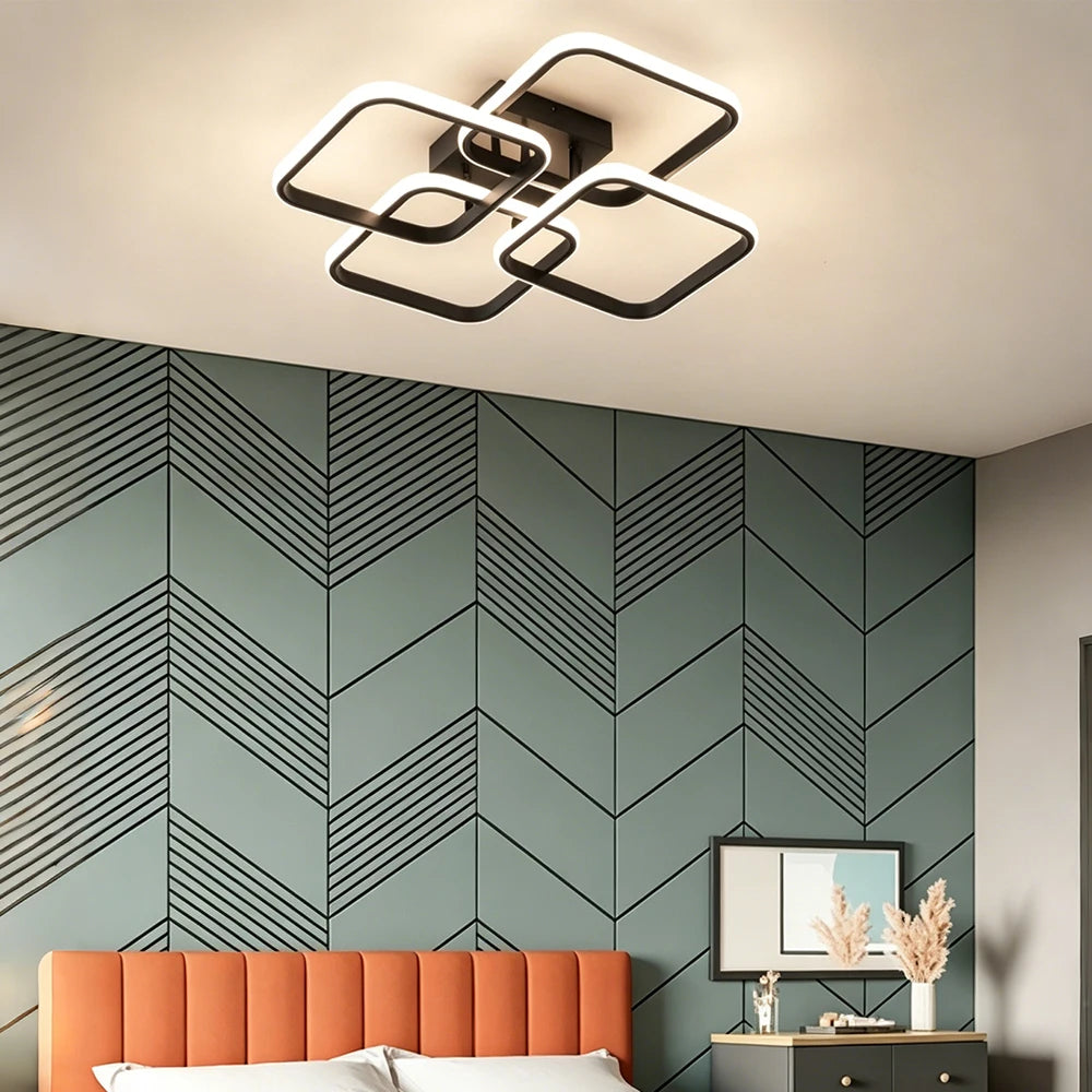lampe led moderne noire blanc géométrique carré opaque minimaliste montée surface chambre salon