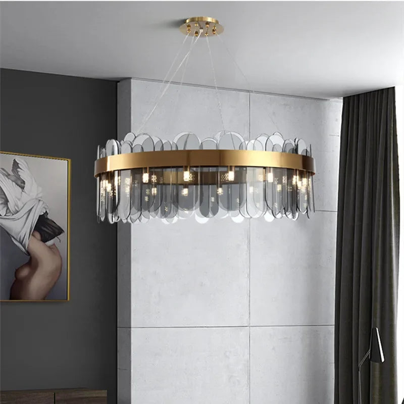 suspension lumineuse moderne or blanc rondes transparentes 90 260V 249 2000lm