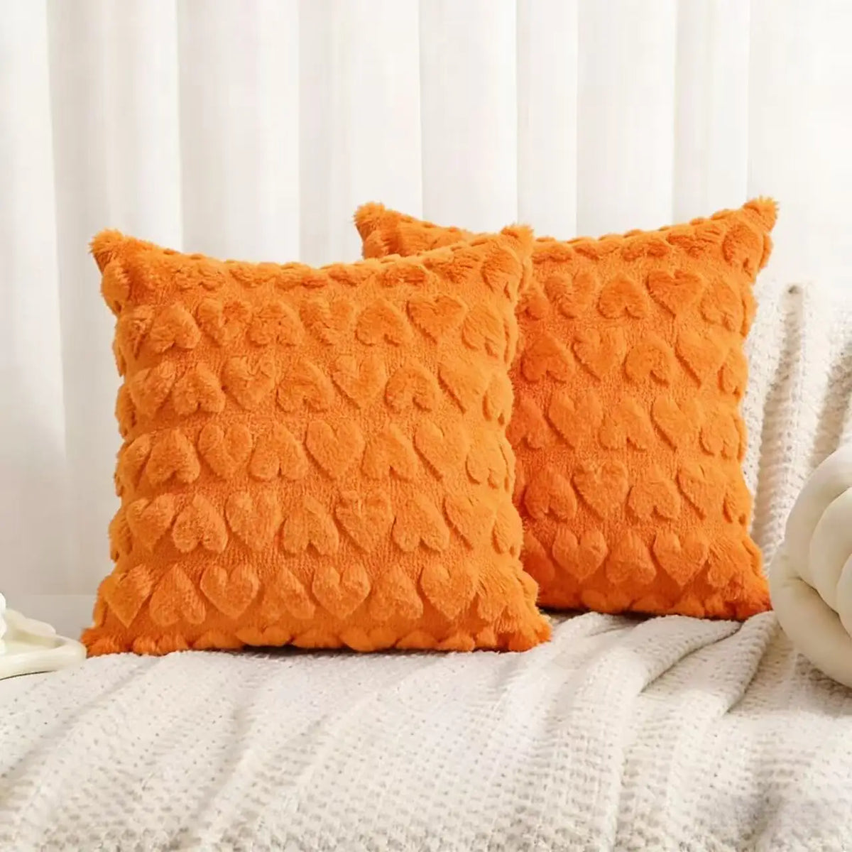 housses coussin motif cœurs polyester blanc rose rouge gris orange jaune doux confortable maison