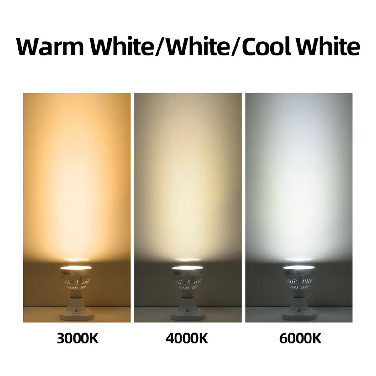 projecteurs led blanc noir moderne 2700k 6500k e27 étoupe aluminium pvc