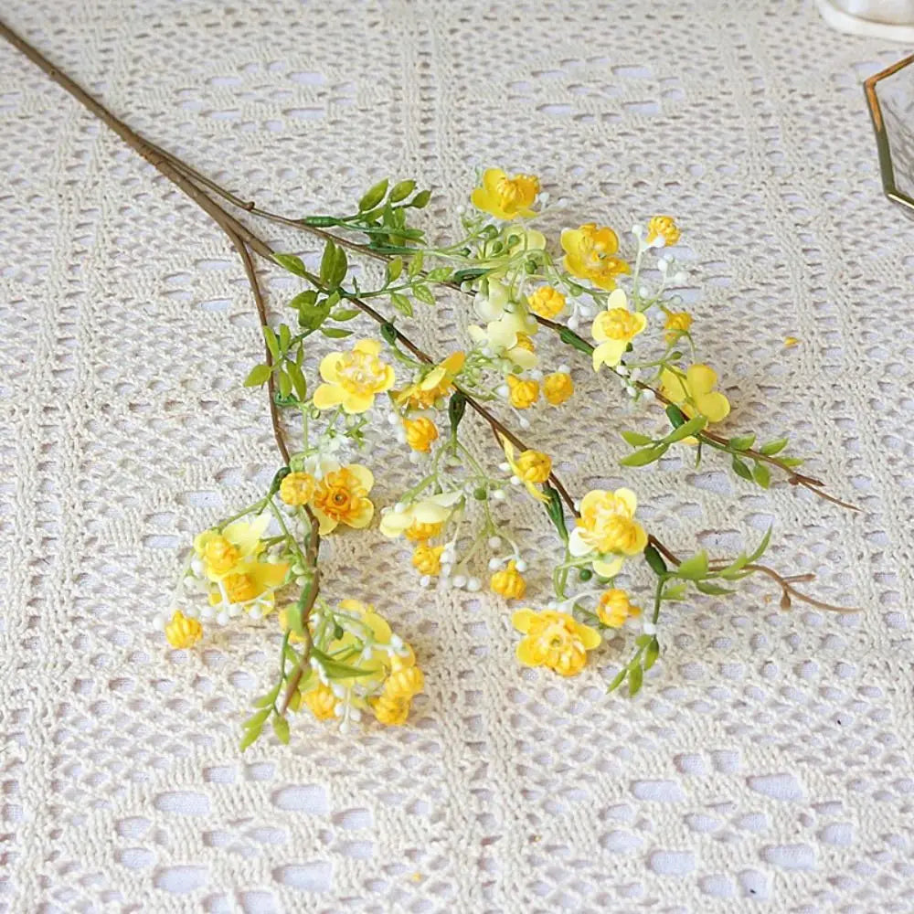 décoration intérieure fleurs artificielles soie rose blanc jaune vert branches feuilles vases transparents printemps
