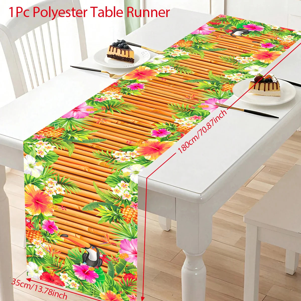 nappe table fête tropicale fleurs feuilles modernes couleurs vives opaque enfants anniversaire