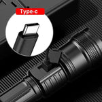 lampe poche rechargeable led zoomable noire éclairage 500mètres camping outdoor