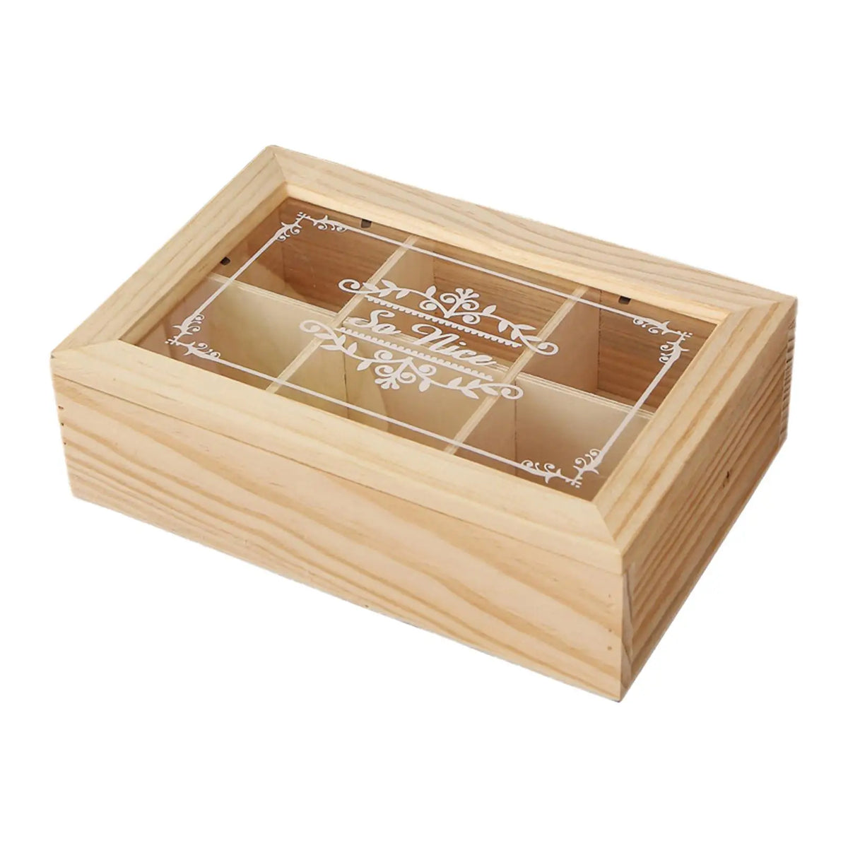organisateur compartiments bois rustique décoration maison six coffrets almacenamiento transparente