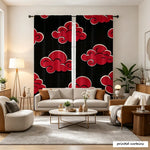 rideau imprimé moderne nuages stylisés noir rouge opacité maison polyester