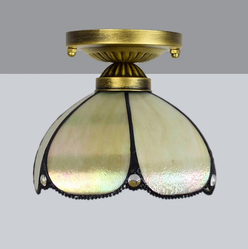 Lampe art déco mosaïque motifs floraux or marron bleu verte vintage chambre salon entree