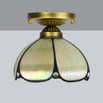 Lampe art déco mosaïque motifs floraux or marron bleu verte vintage chambre salon entree