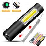 lampe torche rechargeable usb portable étanche modes commutation noir argenté moderne compact