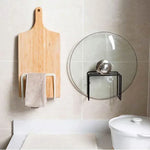 porte plaque cuisson porte serviette porte couvercle adhésif moderne minimaliste bois naturel noir