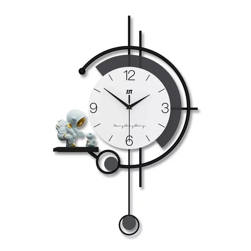horloge murale moderne minimaliste noir blanc salon aiguille rond simple decoration interieur