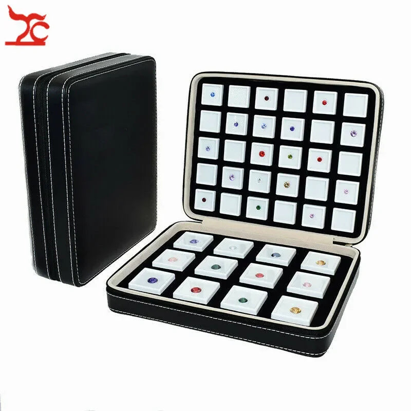 boîtes bijoux simili cuir noir modernes compartiments individuels diamants porte bijoux étui transport opaques