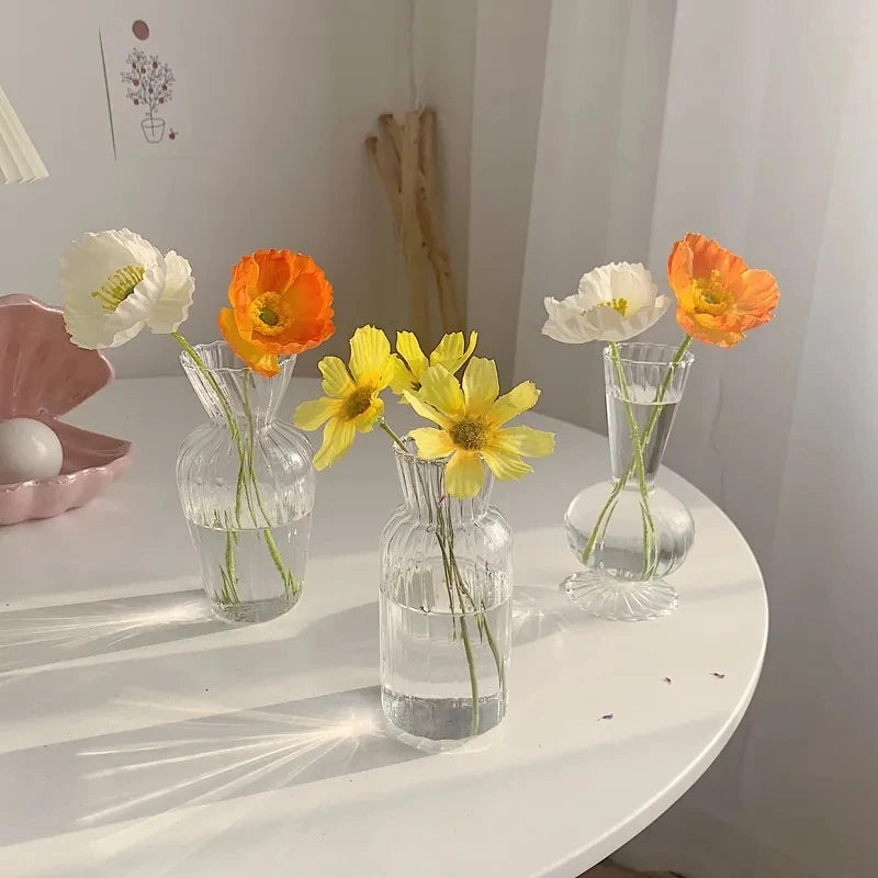 vases transparents modernes verre cristal pot fleur terrarium hydroponique arrangement table pièce