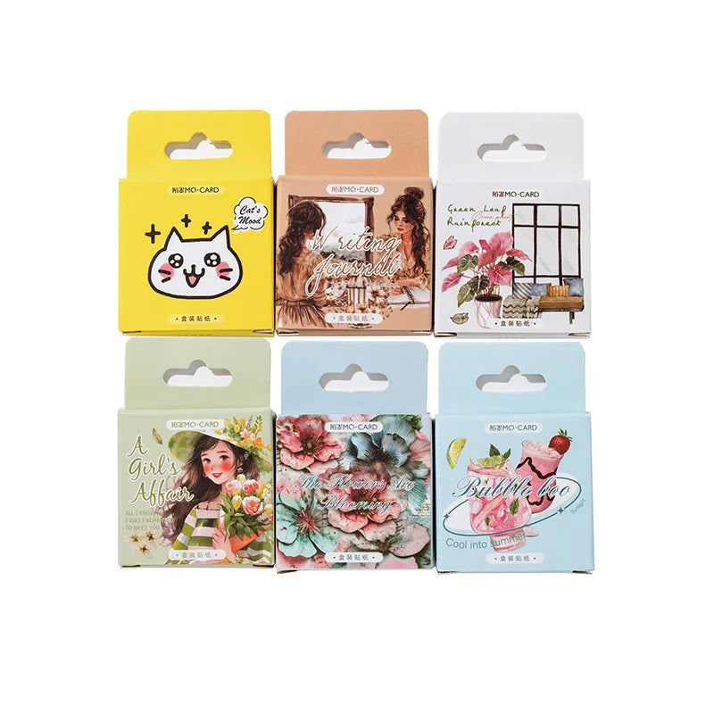 autocollants vintage animaux fleurs cartoonaux réalistes opaques adhésifs couleurjaunebeigerosevertbleumarron journal créatif loisirs