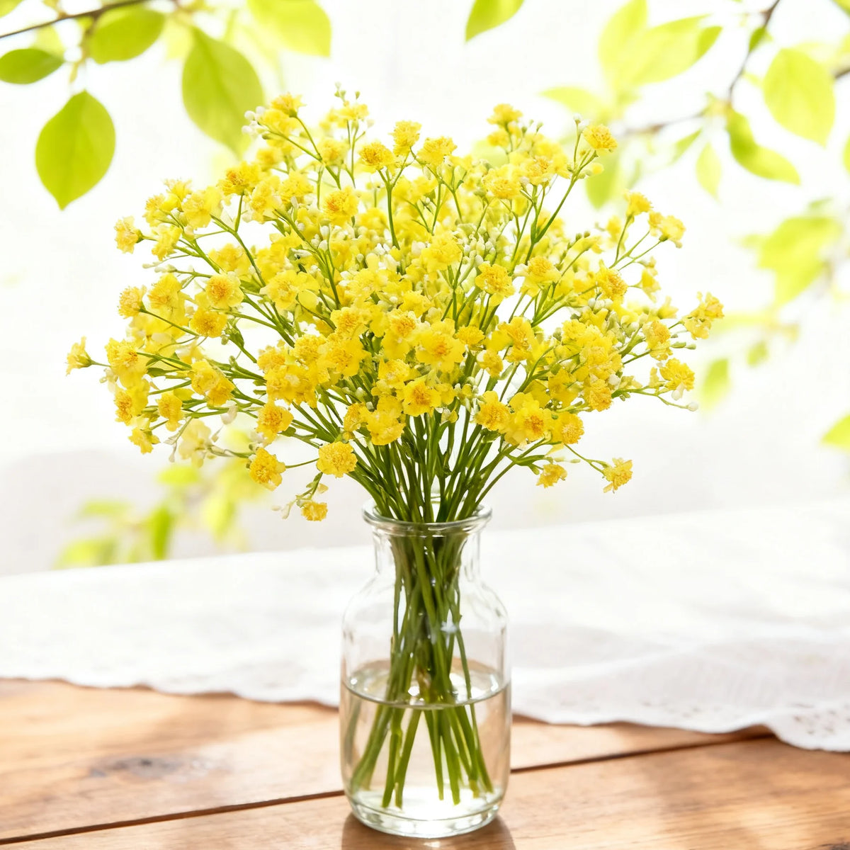 bouquet fleurs artificielles petits vases transparents classiques rose jaune blanc bleu violet intérieur extérieurDecorationEvenement