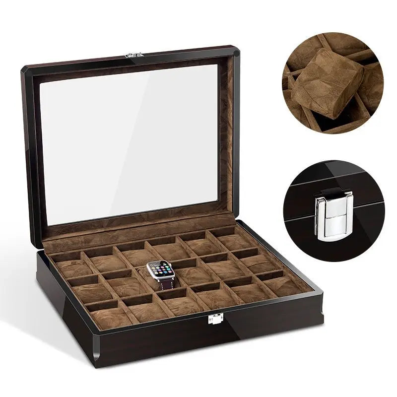 Rangement montre vert en bambou design