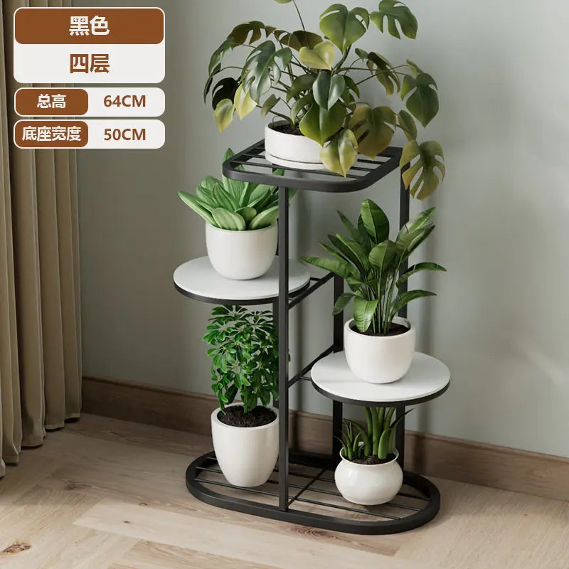 étagère métal multi niveaux plantes moderne extérieur intérieur or noir blanc