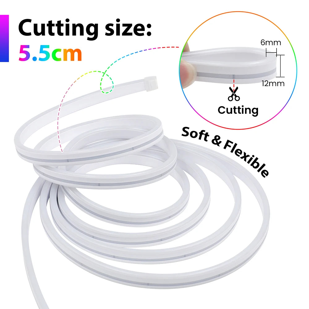 ruban led neon rgb bluetooth flexible étanche télécommande piles chambre moderne