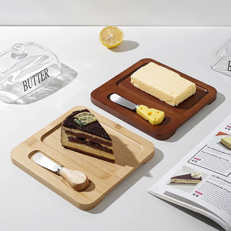 Plateau rectangulaire en bois pour fromage et desserts
