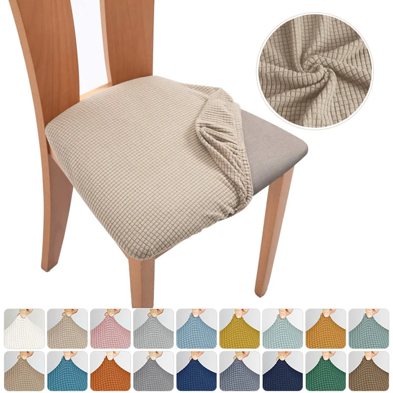 housse chaise tissu carreaux couleur beige gris bleu moderne ruban serrage facile machine lavable