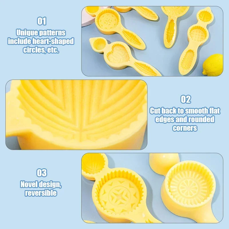 moule biscuits jaune divers motifs géométriques moderne poignée pâtisserie cuisson respectueux environnement