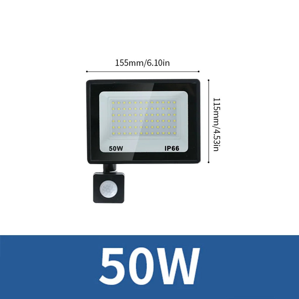 projecteur led extérieur noir capteur mouvement étanche aluminium mur jardin sécurité
