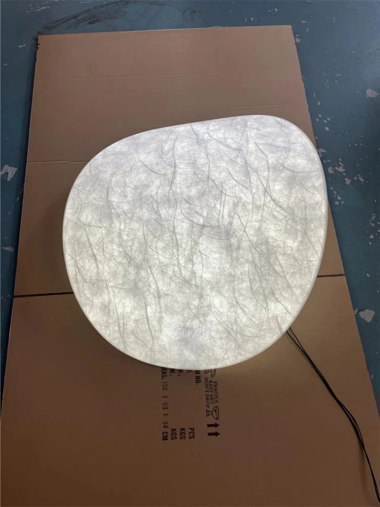 lampe table moderne soie blanc fibres apparentes câble autonome 40cm 50cm 60cm 70cm 80cm