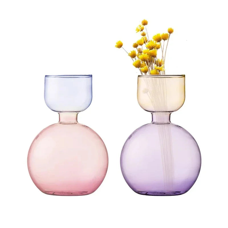 vase verre rose violet moderne décoration maison fleurs séchées minimaliste table ornement