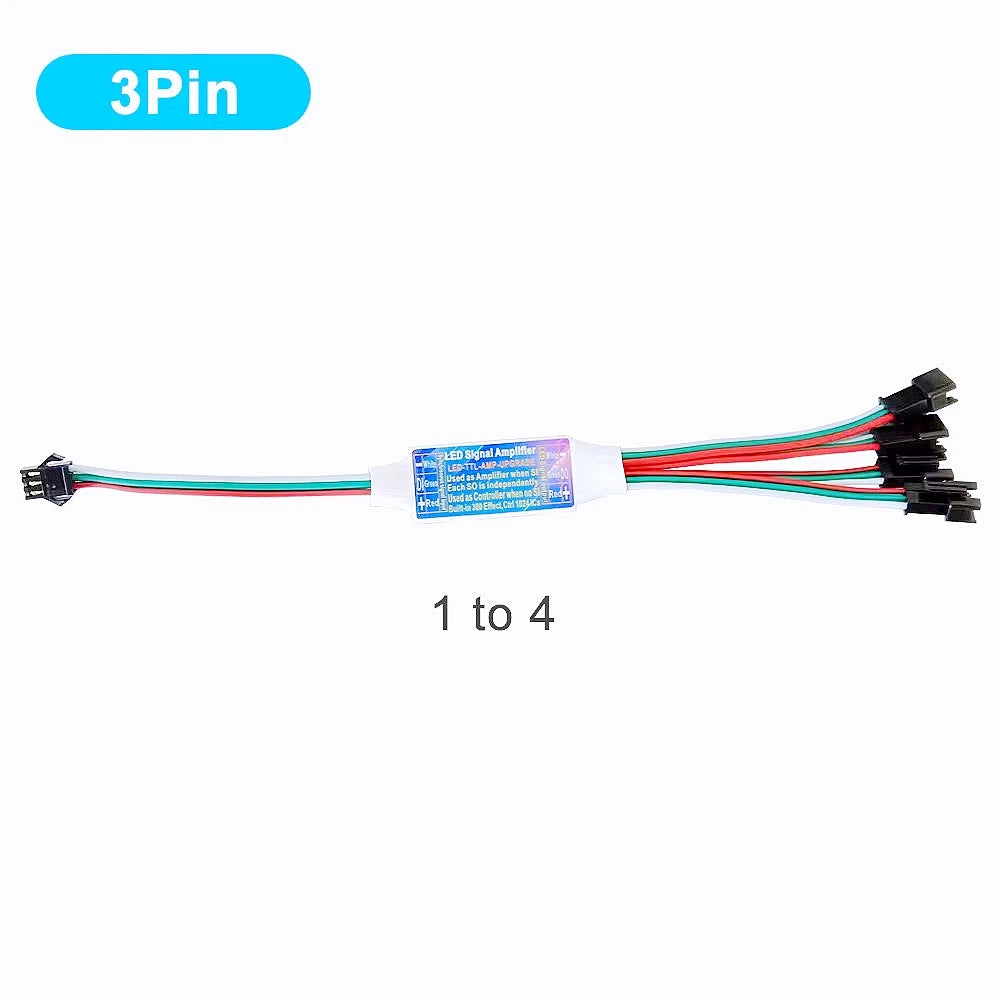 amplificateur signal led controle synchrone ws2815 ws2812 30m distance blanc noir moderne fonctionnel