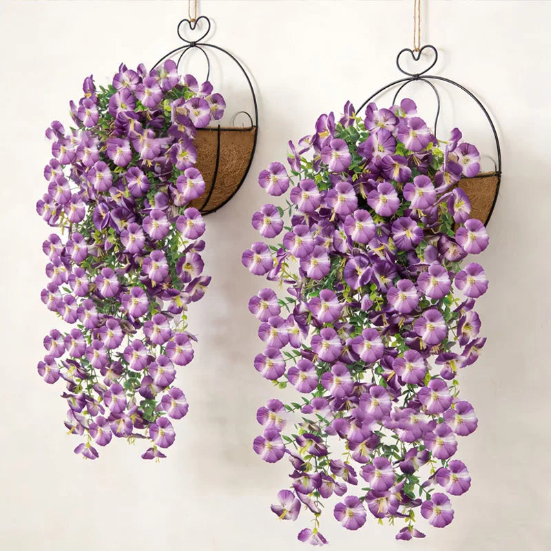 guirlande fleurs artificielles violet jaune blanc mariage anniversaire intérieur moderne décoratif